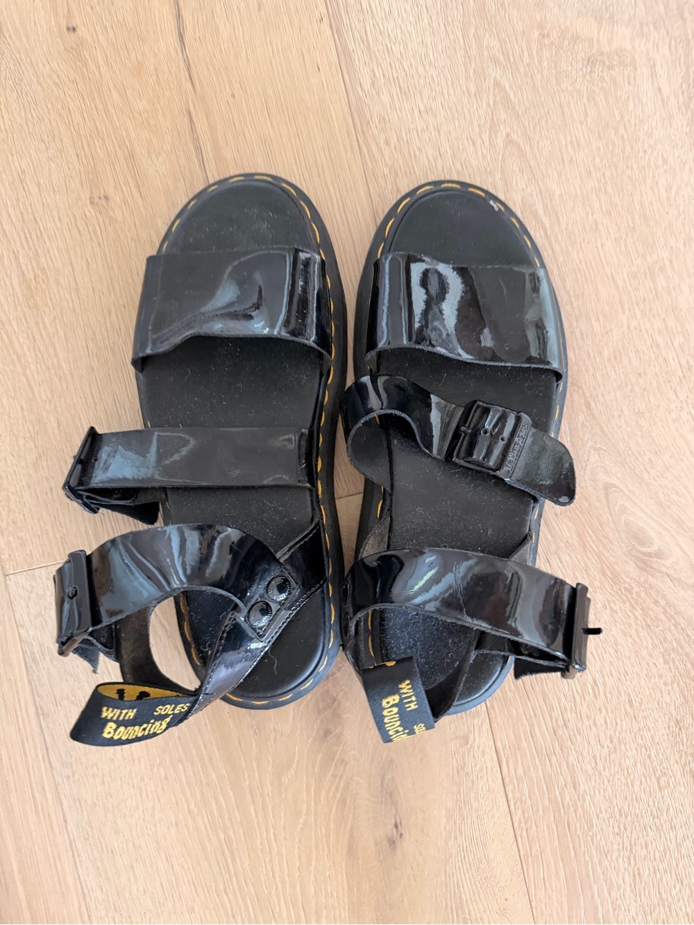 Dr. Martens  Black Patent  Strap Sandals